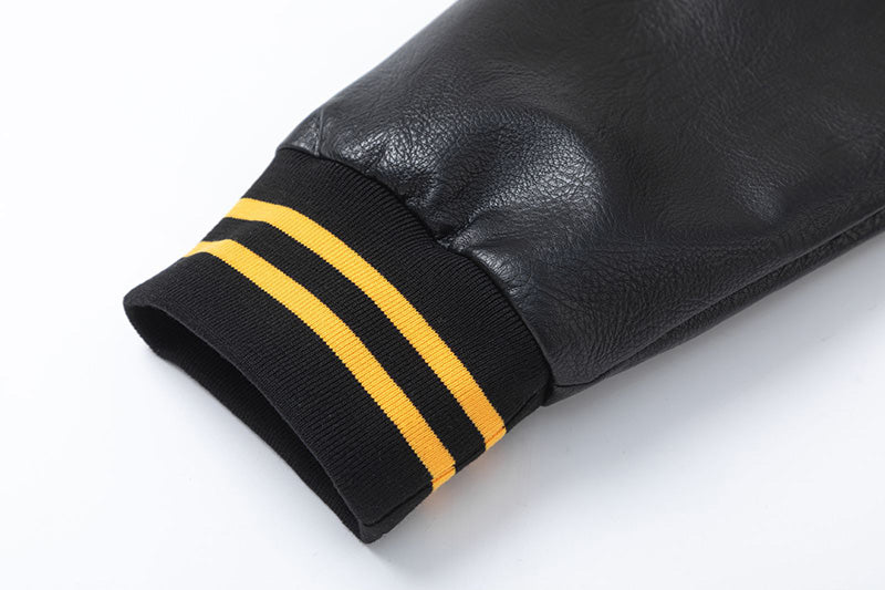 AMRI Appliquéd Wool-Blend and Full-Grain Leather Varsity Jacket